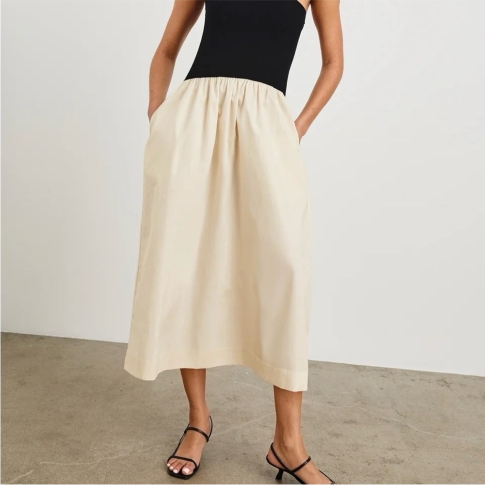 RAILS Women’s LARGE Anita Dress Colorblock Black Ivory One Shoulder Ribbed CP25 - Picture 4 of 12